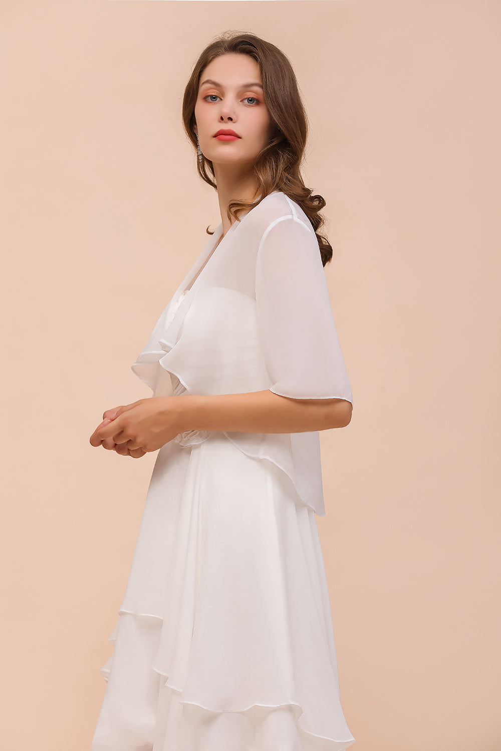 BM1061 White Short Sleeves Chiffon Special Occasions Wraps