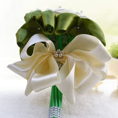 Silk Beading Rose Bouquet with Colorful Ribbons