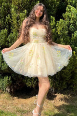 Short A-line Sweetheart Ruffle Chiffon Sleeveless Homecoming Dresses