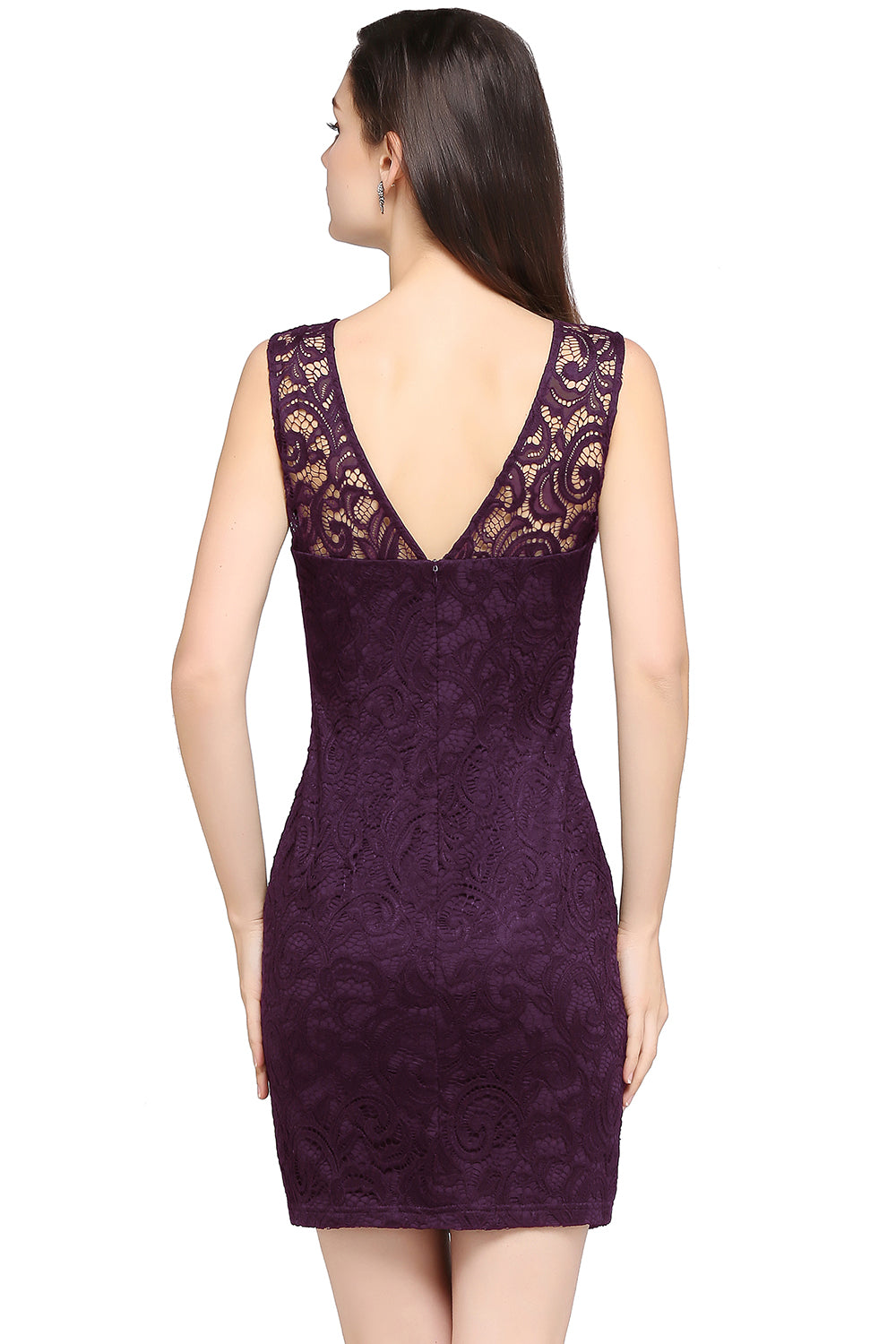Short Mermaid Lace Sleeveless Knee Length Plus Size Formal Dress