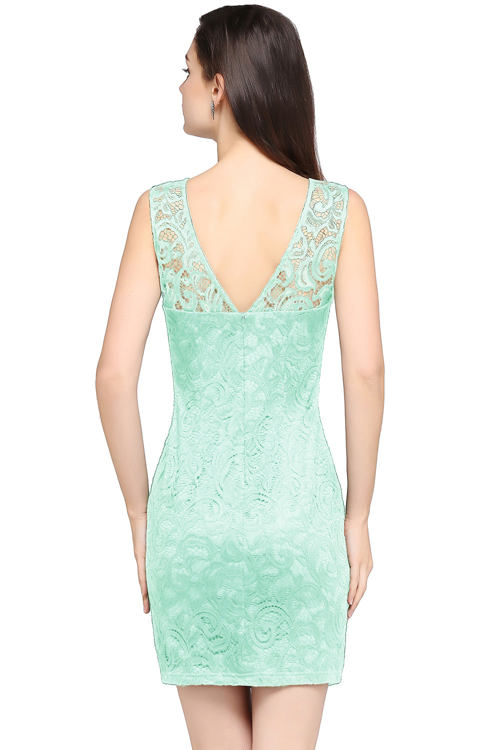 Short Mermaid Lace Sleeveless Knee Length Plus Size Formal Dress