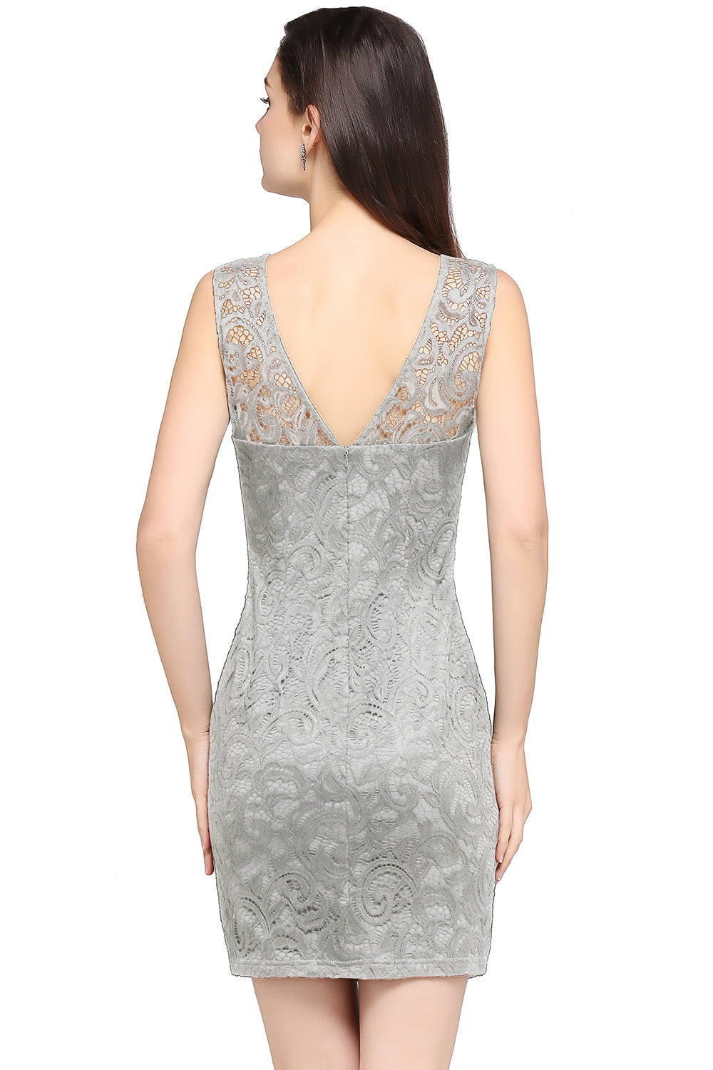 Short Mermaid Lace Sleeveless Knee Length Plus Size Formal Dress