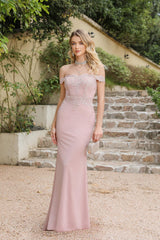 Off the Shoulder Mermaid Long Party Dress with Lace Appliques