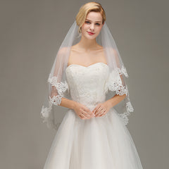 Lace Applique Two Layers Wedding Veils