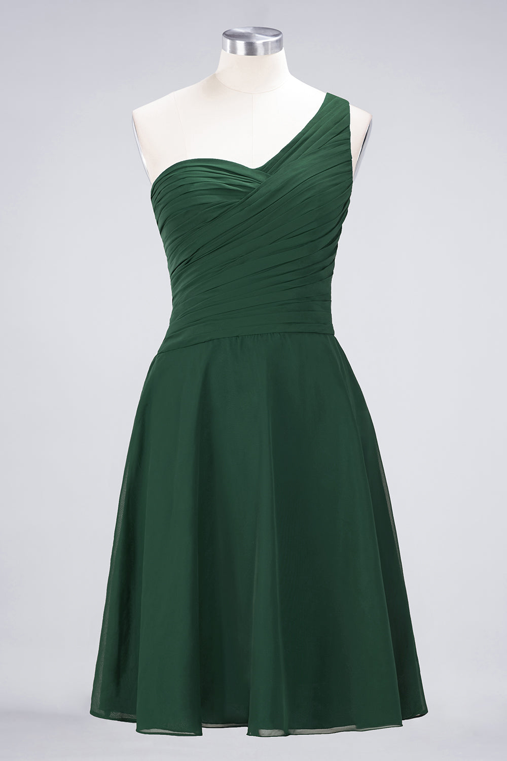 A-Line Chiffon One Shoulder Sweetheart Sleeveless Knee-Length Bridesmaid Dress with Ruffles