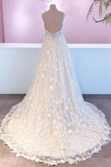 Long A-Line Sweetheart Appliques Lace Tulle Floor Length Wedding Dress