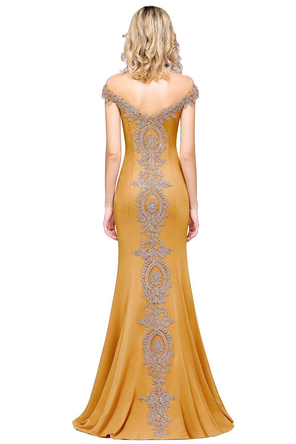 Long Off the Shoulder Mermaid Floor Length Bridesmaid Dress with Lace Appliques