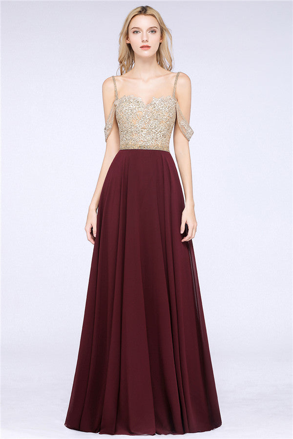 Appliques Spaghetti Straps A-line Bridesmaid Dress