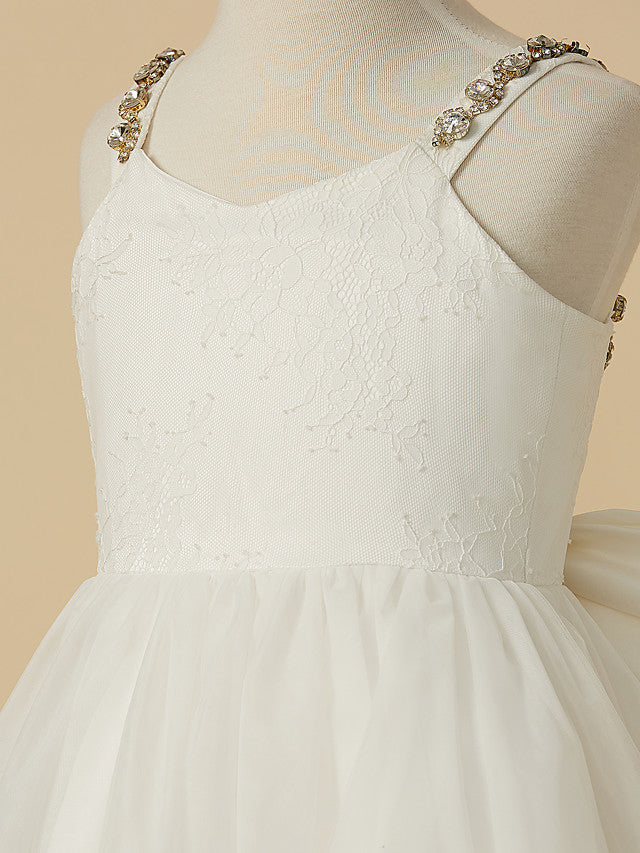 Ivory Ball Gown Tulle Lace Long First Communion Flower Girl Dresses