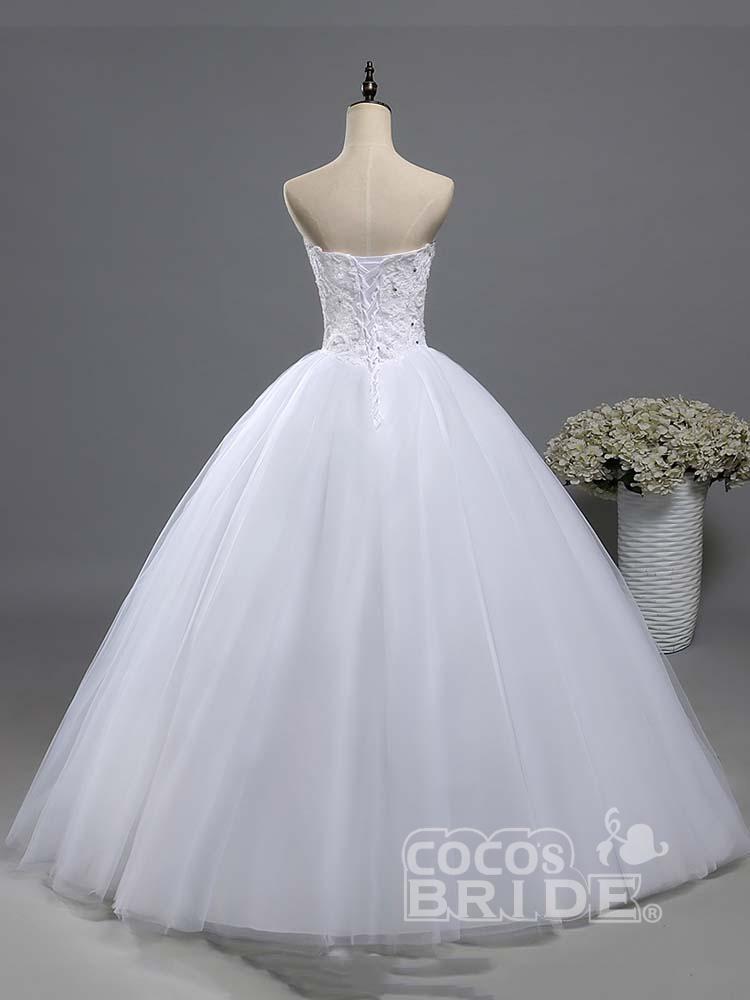 Gorgeous Long Sweetheart Beaded Tulle Lace Ball Gown Wedding Dresses