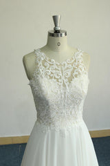 Amazing Long Appliques Lace Chiffon A-line Wedding Dress