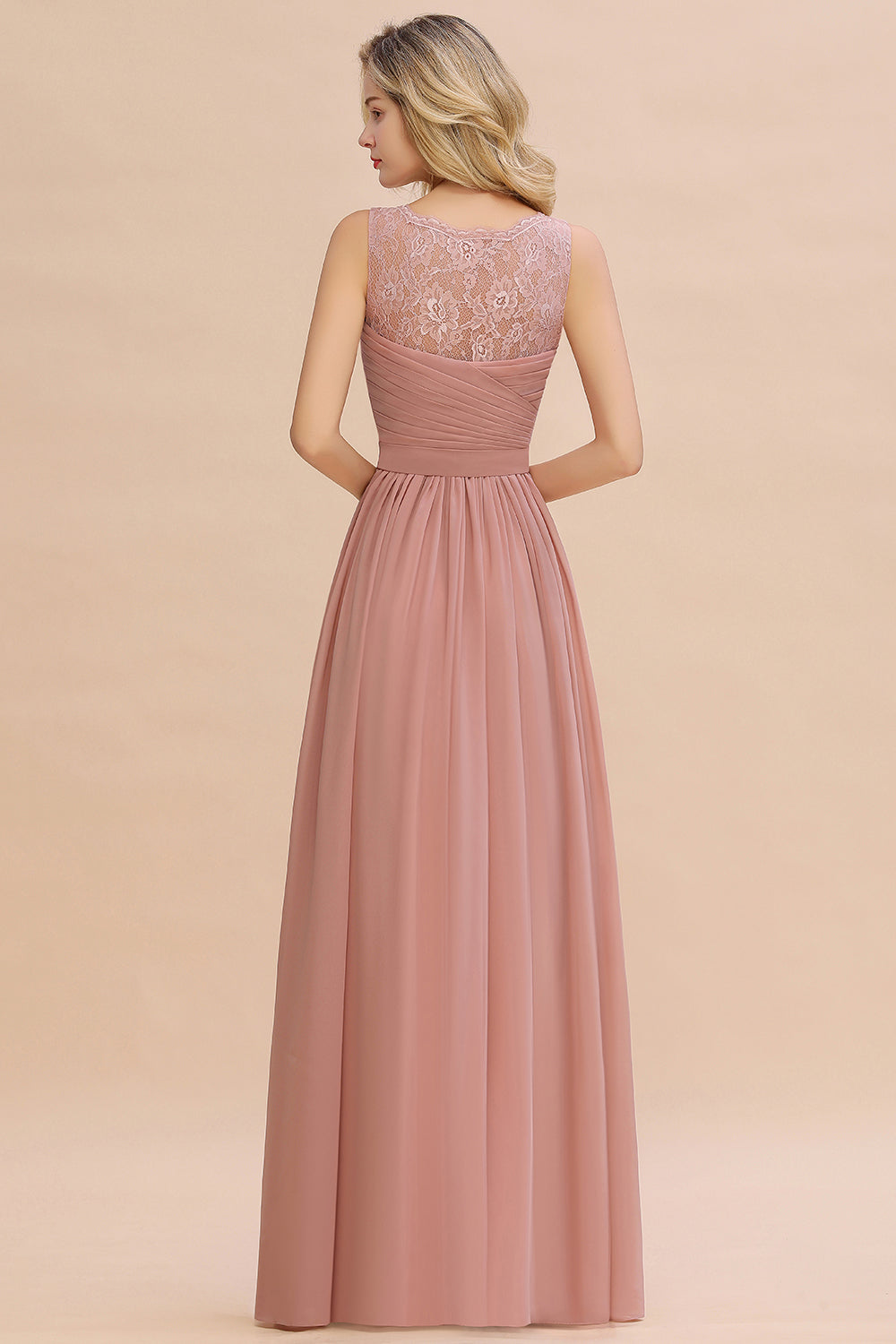 Classy Wide Straps V-neck A-line Floor Length Ruched Chiffon Bridesmaid Dress