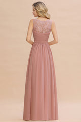 Classy Wide Straps V-neck A-line Floor Length Ruched Chiffon Bridesmaid Dress