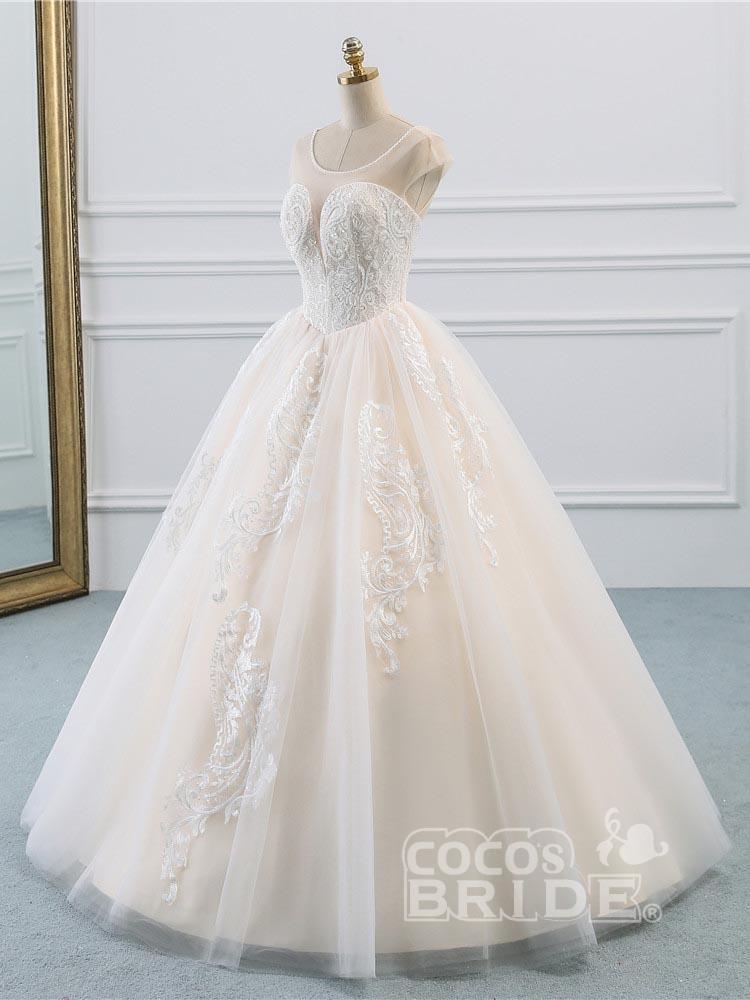 Long Sweetheart Tulle Lace Lace-Up Ball Gown Wedding Dresses