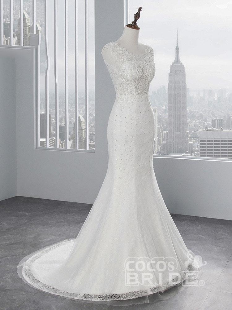 Elegant Long Lace Appliques Mermaid Wedding Dresses