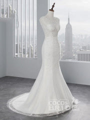 Elegant Long Lace Appliques Mermaid Wedding Dresses