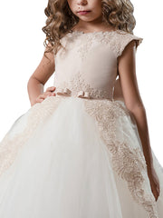 Long Ball Gown Tulle Lace Flower Girl Dresses For Weddings