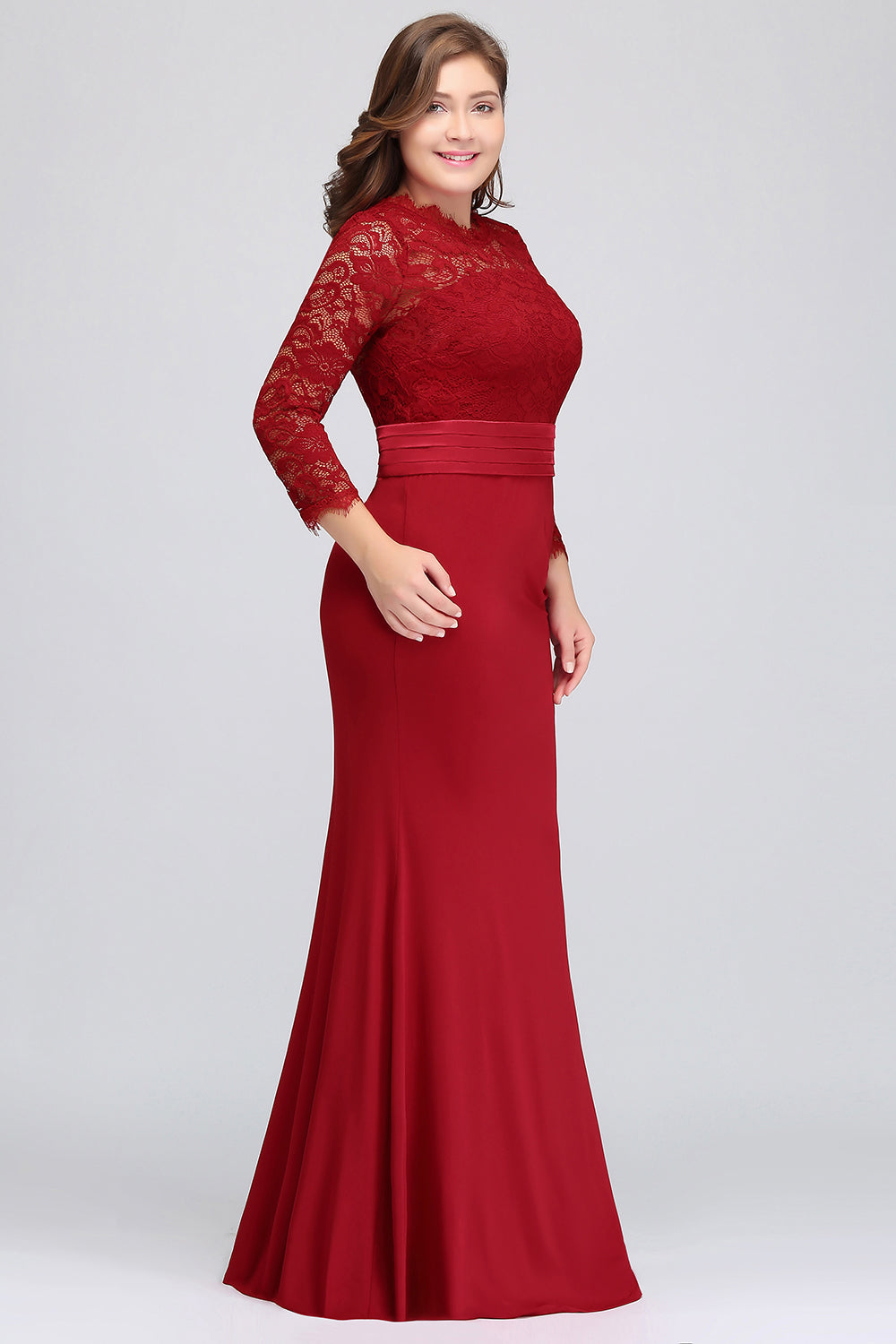 Charming Long Sleeve Bateau Lace Floor Length Mermaid Prom Dress
