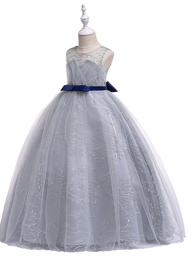 Long Ball Gown Floor Length Tulle Flower Girl Dresses