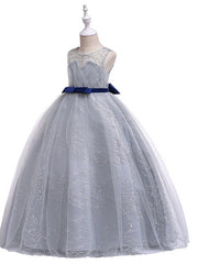 Long Ball Gown Floor Length Tulle Flower Girl Dresses