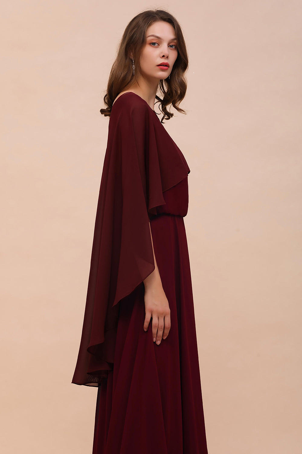 Chiffon Burgundy Long Special Occasions Wrap