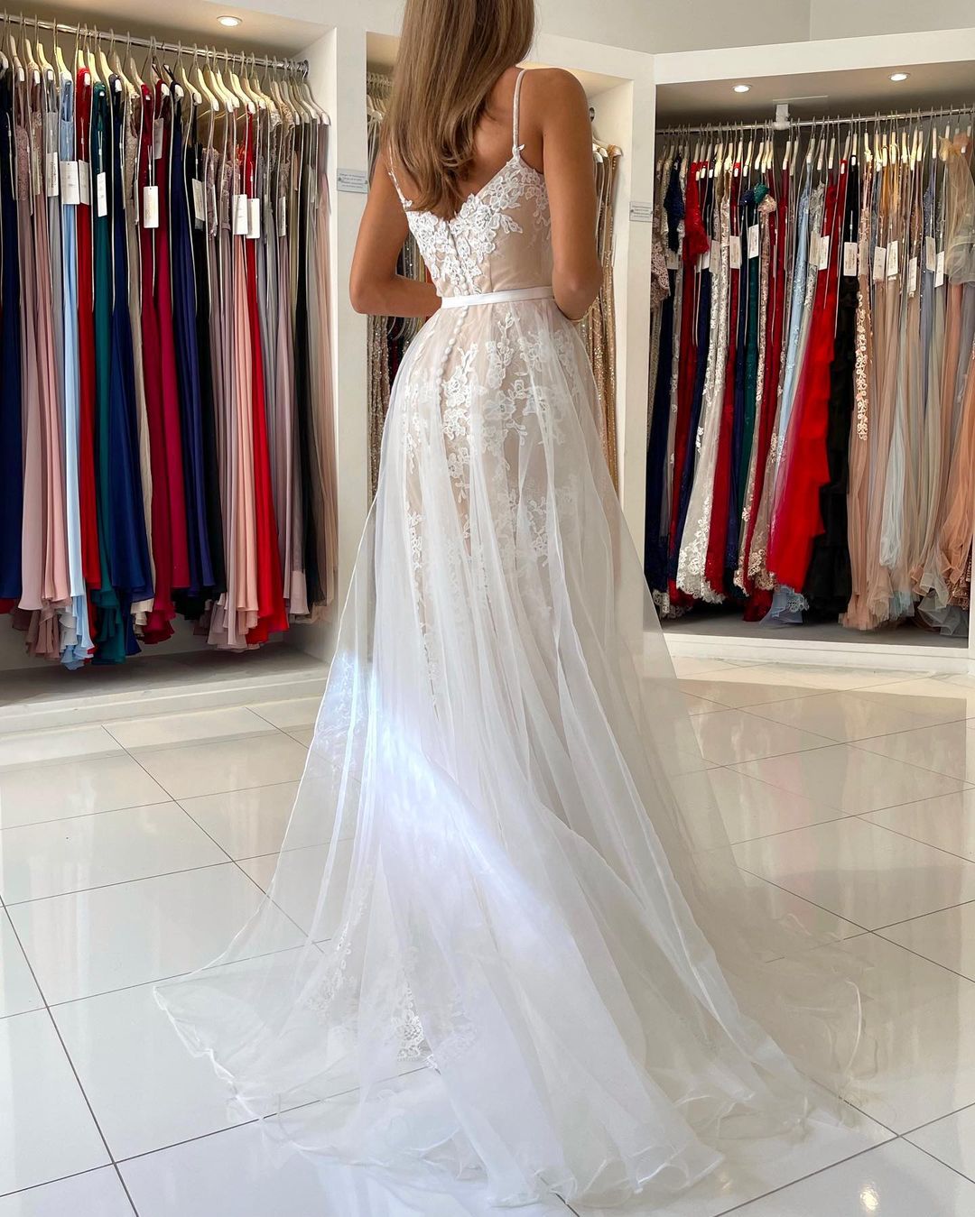 Beautiful Long Mermaid Sweetheart Spaghetti Straps Lace Prom Dress