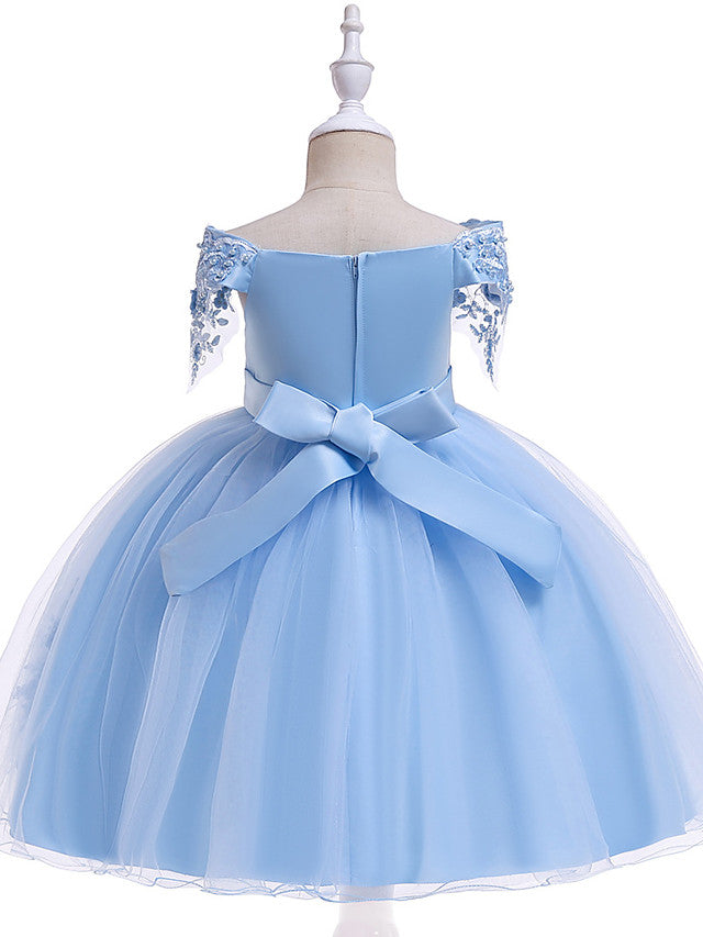 Ball Gown Off the Shoulder Knee Length Tulle Flower Girl Dresses