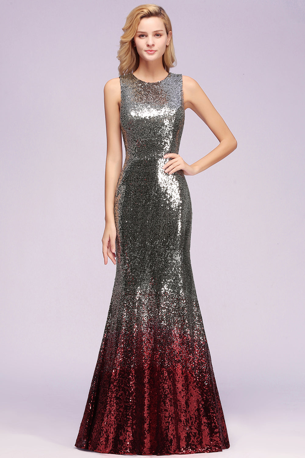 Long Sleeveless Sexy Mermaid Sequins Bridesmaid Dress