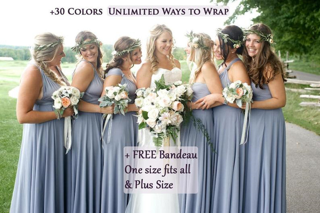 Long Convertible Dress Bridesmaid Dress Multi-way Twist Wrap Formal Dress