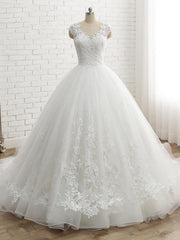 Luxury Long Sweetheart Lace-Up Tulle Ball Gown Wedding Dresses