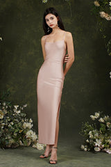 Long Mermaid Spaghetti Straps Backless Party Dresses with Slit