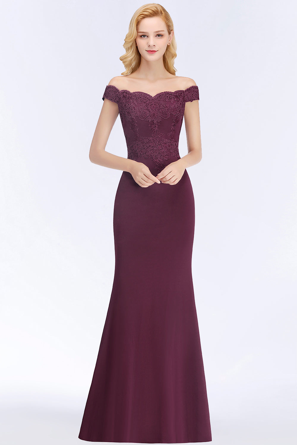 Elegant Long Mermaid Off the Shoulder Lace Bridesmaid Dresses