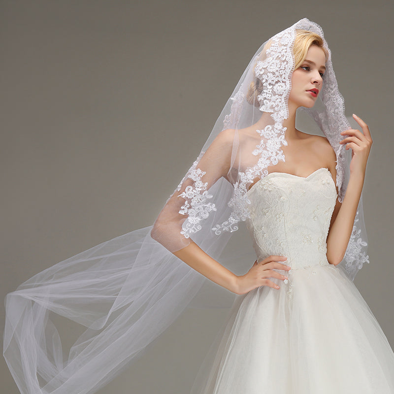One Layer Cathedral Length Wedding Veil