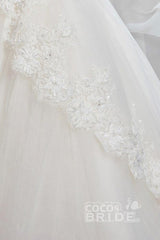 White Long Off The Shoulder Ball Gown Flower Girl Dress with Sleeves