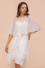 Jewel White Chiffon Special Occasions Wraps