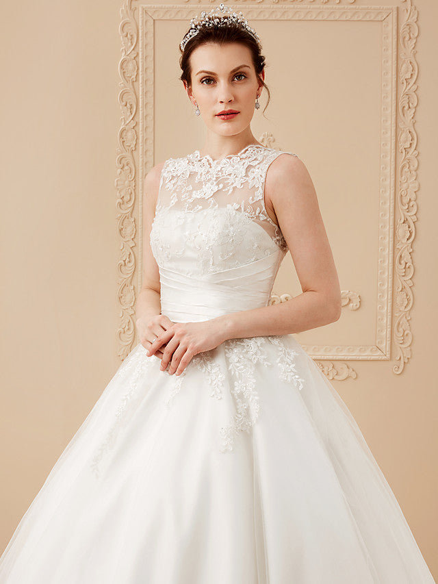 Short A-Line Satin Lace Ankle Length Vintage Wedding Dresses