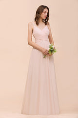 Gorgeous Long A-line Sweetheart Spaghetti Straps Chiffon Backless Bridesmaid Dress