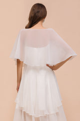 Jewel White Chiffon Special Occasions Wraps