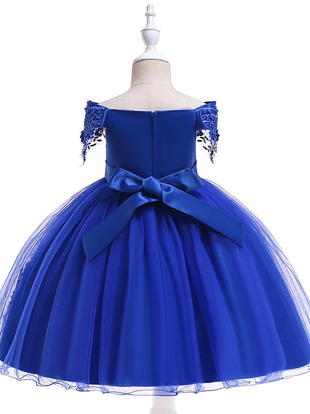 Ball Gown Off the Shoulder Knee Length Tulle Flower Girl Dresses