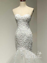 Elegant Long Sweetheart Mermaid Tulle Lace Wedding Dresses