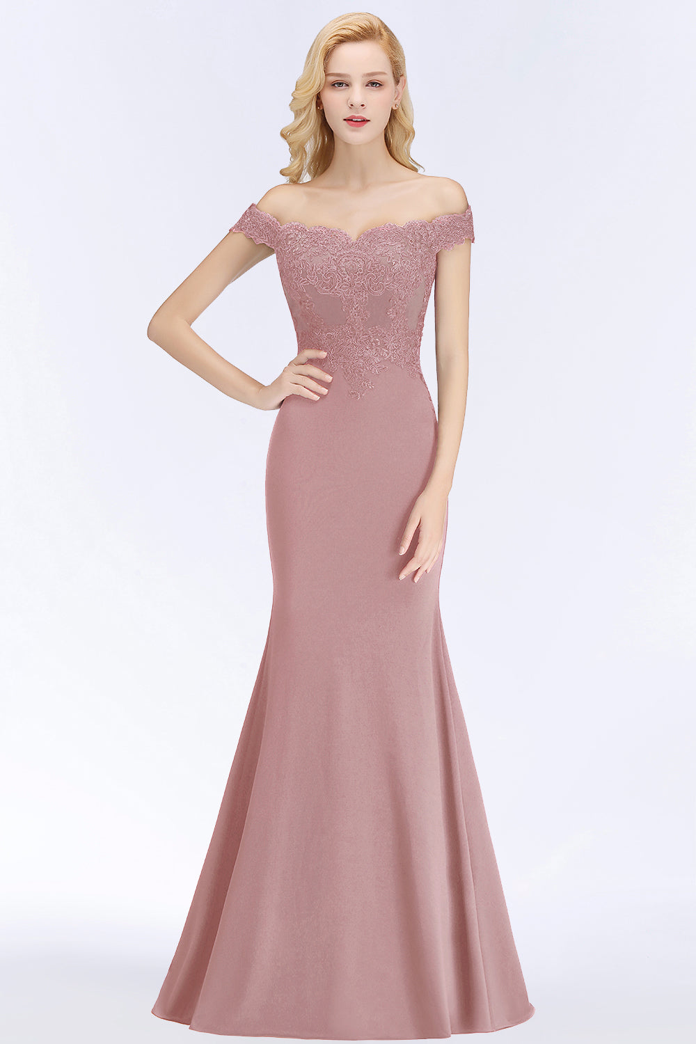 Elegant Long Mermaid Off the Shoulder Lace Bridesmaid Dresses