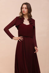 Long Sleeves Burgundy Chiffon Wedding Wraps