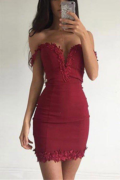 Sexy Short Mermaid Off the Shoulder Burgundy Homecoming Dress