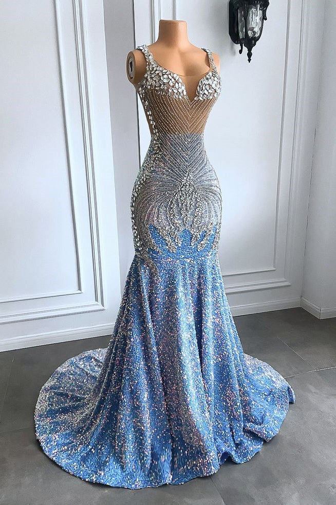 Mermaid Sequin Sweetheart Long Prom Dress with Beads