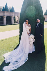 Plus Size Long A-line Sweetheart Tulle Floral Lace Wedding Dress