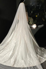 Elegant Long Sleeves A-line V-neck Satin Floral Lace Wedding Dress