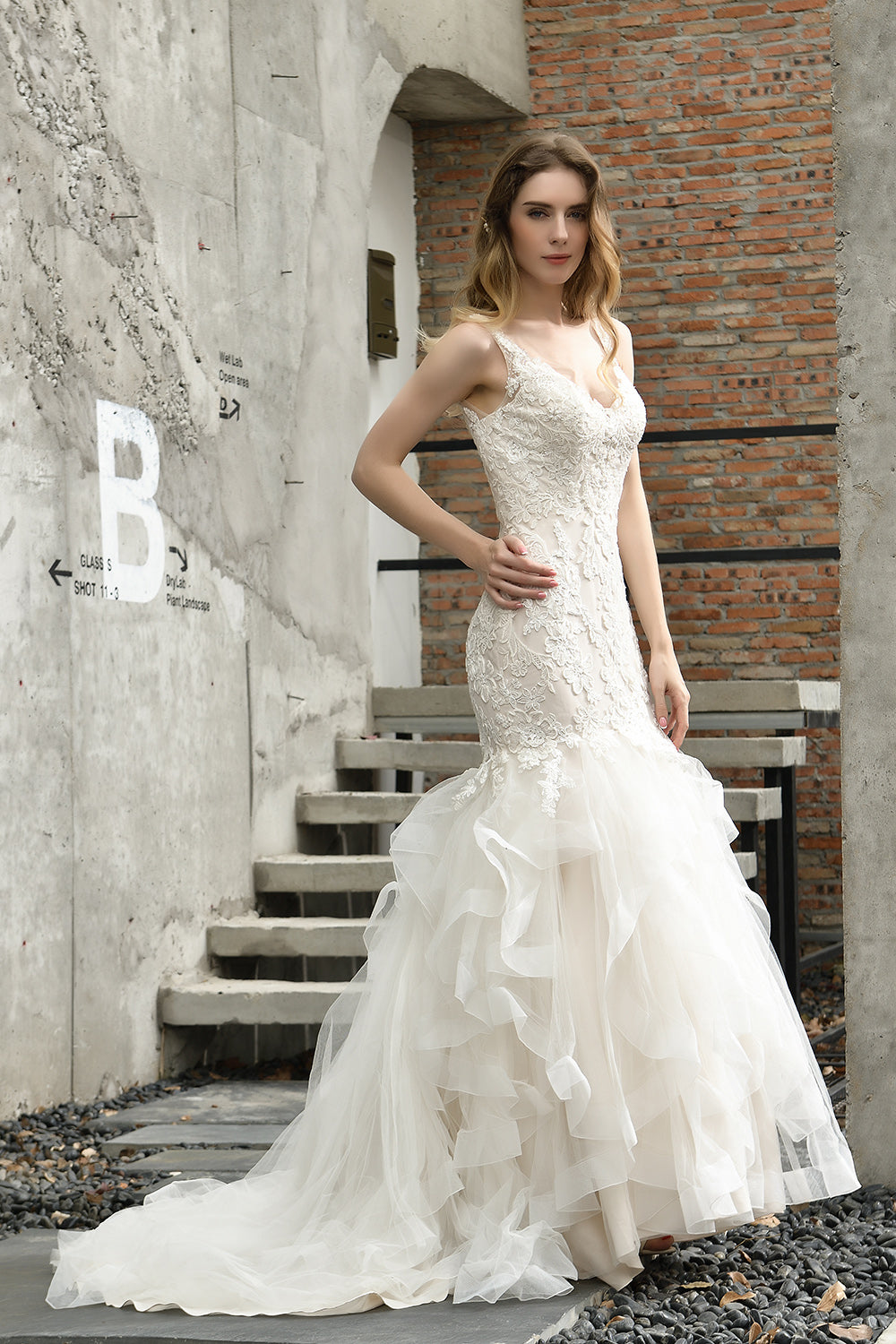 Ivory Long Mermaid Sweetheart Floral Lace Floor Length Wedding Dresses
