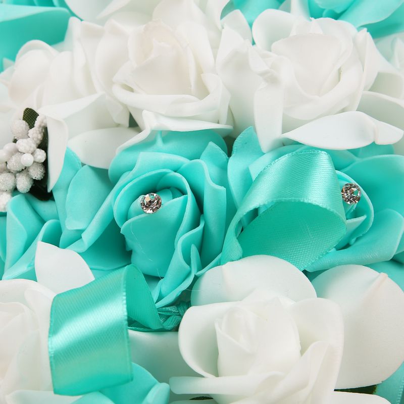 Colorful Silk Rose Wedding Bouquet with Ribbons