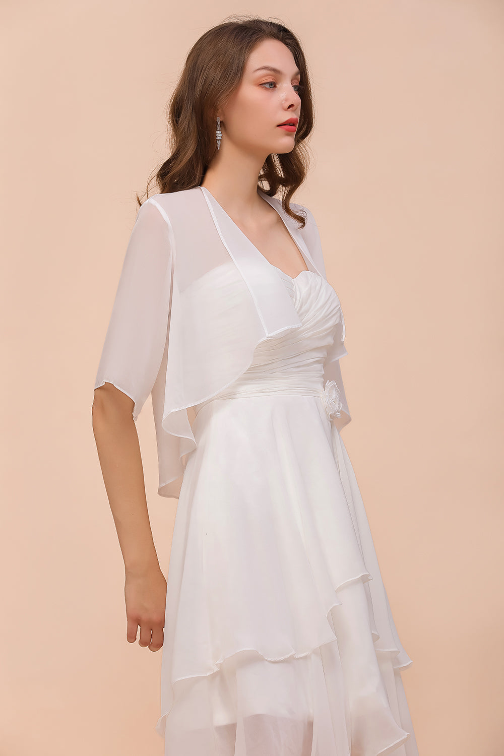 BM1061 White Short Sleeves Chiffon Special Occasions Wraps