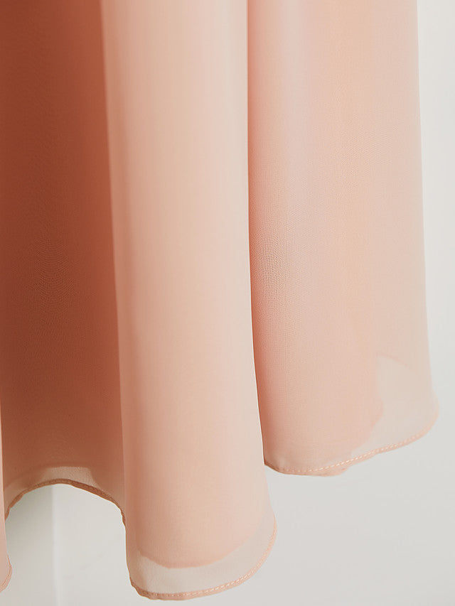 A-Line V Neck Chiffon Long Junior Bridesmaid Dress